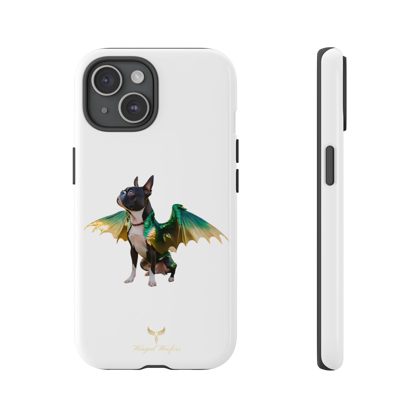 Fantasy Boston Terrier Dog Case - Tough Pet Protection with Wings Design