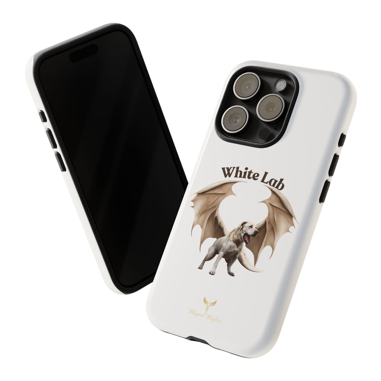 White Labrador Tough Case - Protective Phone Case with Winged Dog Design