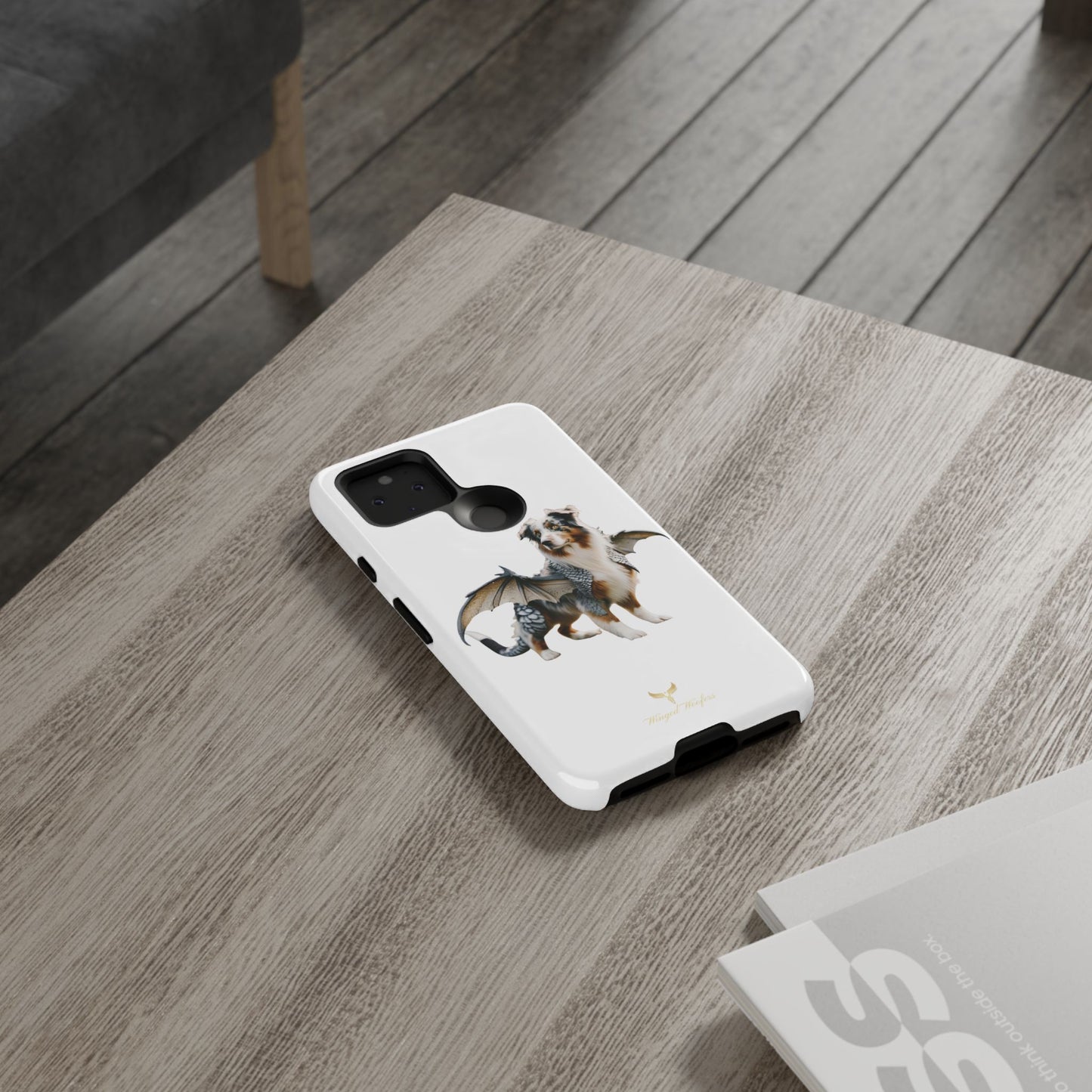 Fantasy Australian Shepherd Dog Phone Case with Wings - Tough Cases for Animal Lovers