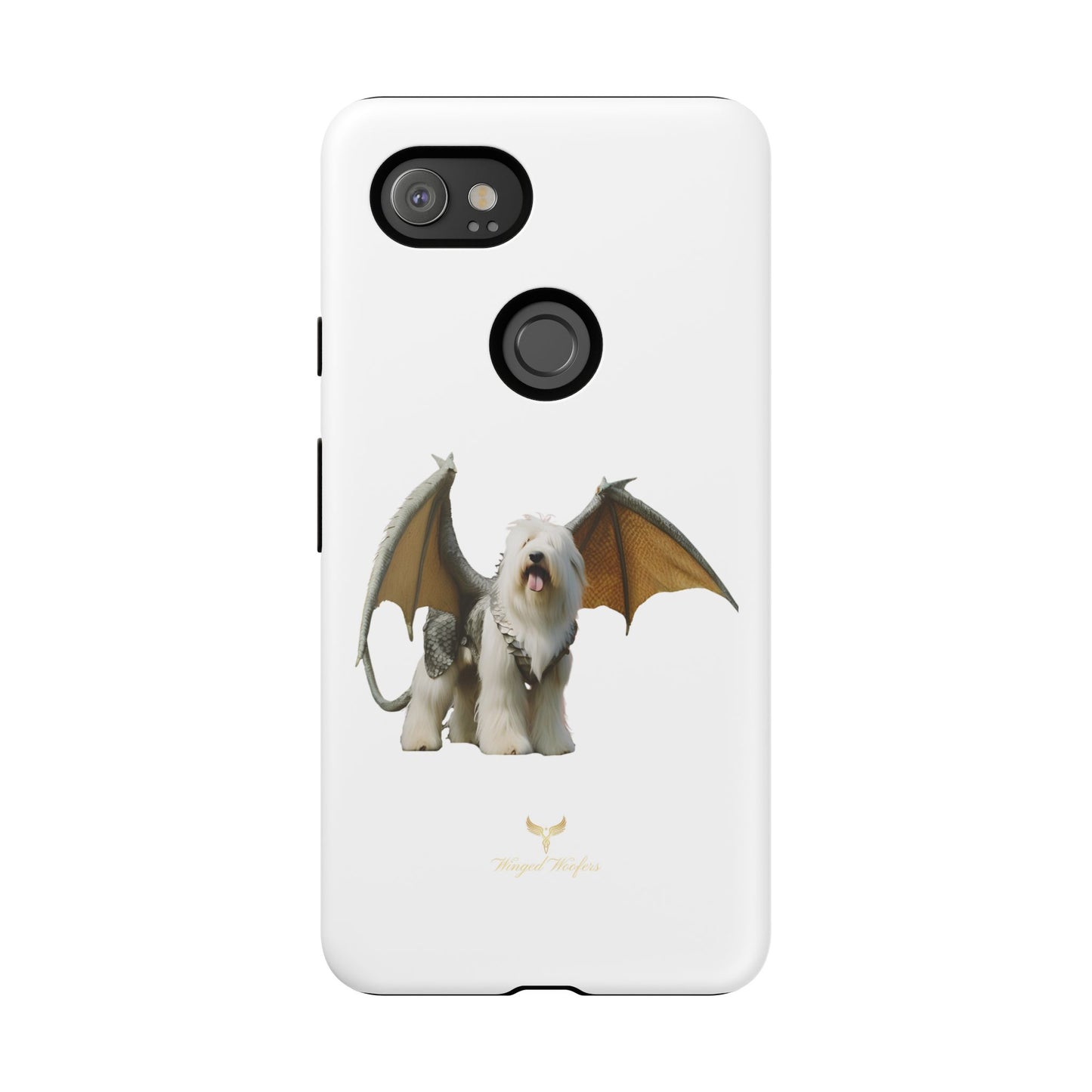 Fantasy Old English Sheepdog Phone Case - Tough Cases with Unique Dragon Wings Design