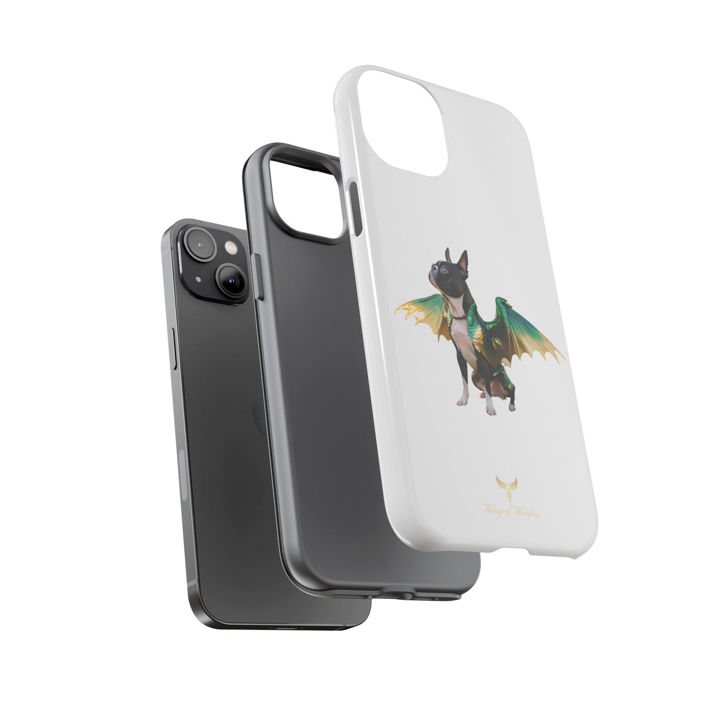 Fantasy Boston Terrier Dog Case - Tough Pet Protection with Wings Design