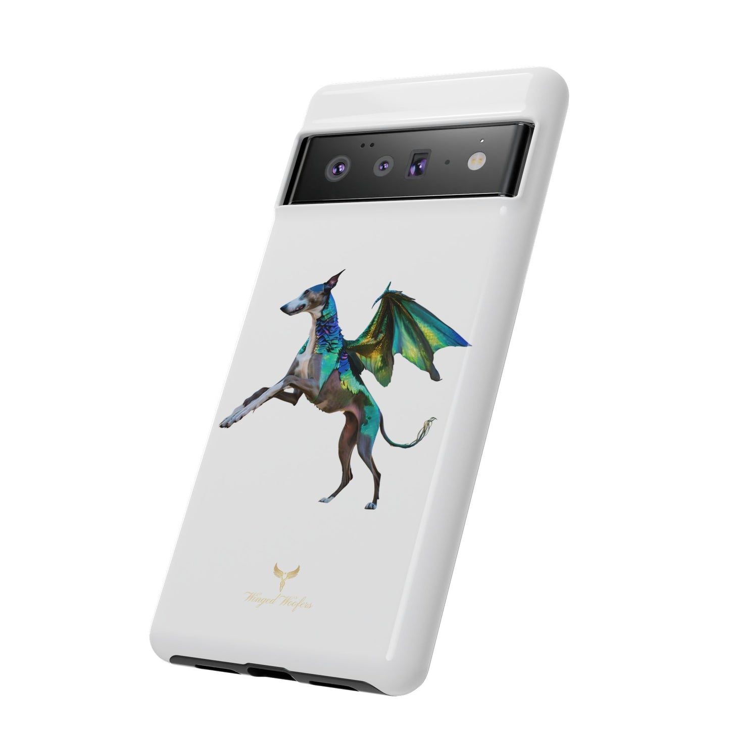 Fantasy Greyhound Dog Phone Case - Whimsical Winged Design for Pet Lovers