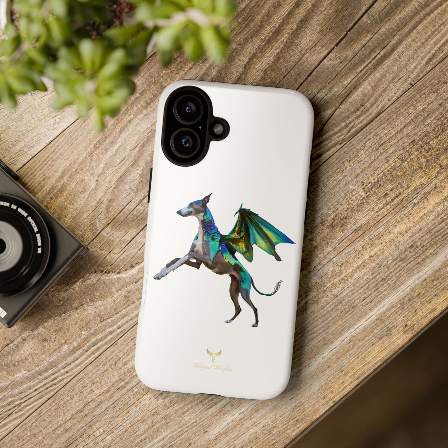 Fantasy Greyhound Dog Phone Case - Whimsical Winged Design for Pet Lovers