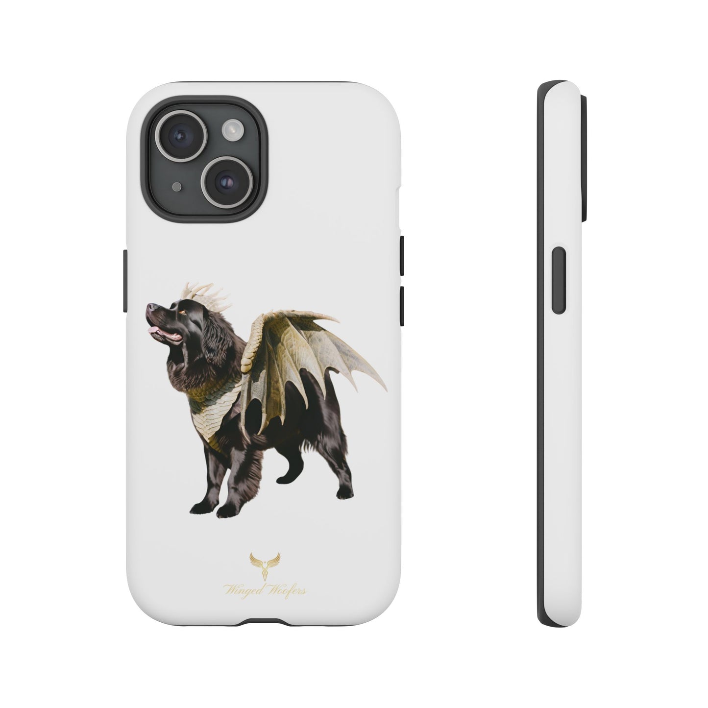 Magical Newfoundland Dog Phone Case - Tough & Stylish Cover with Winged Canine Design