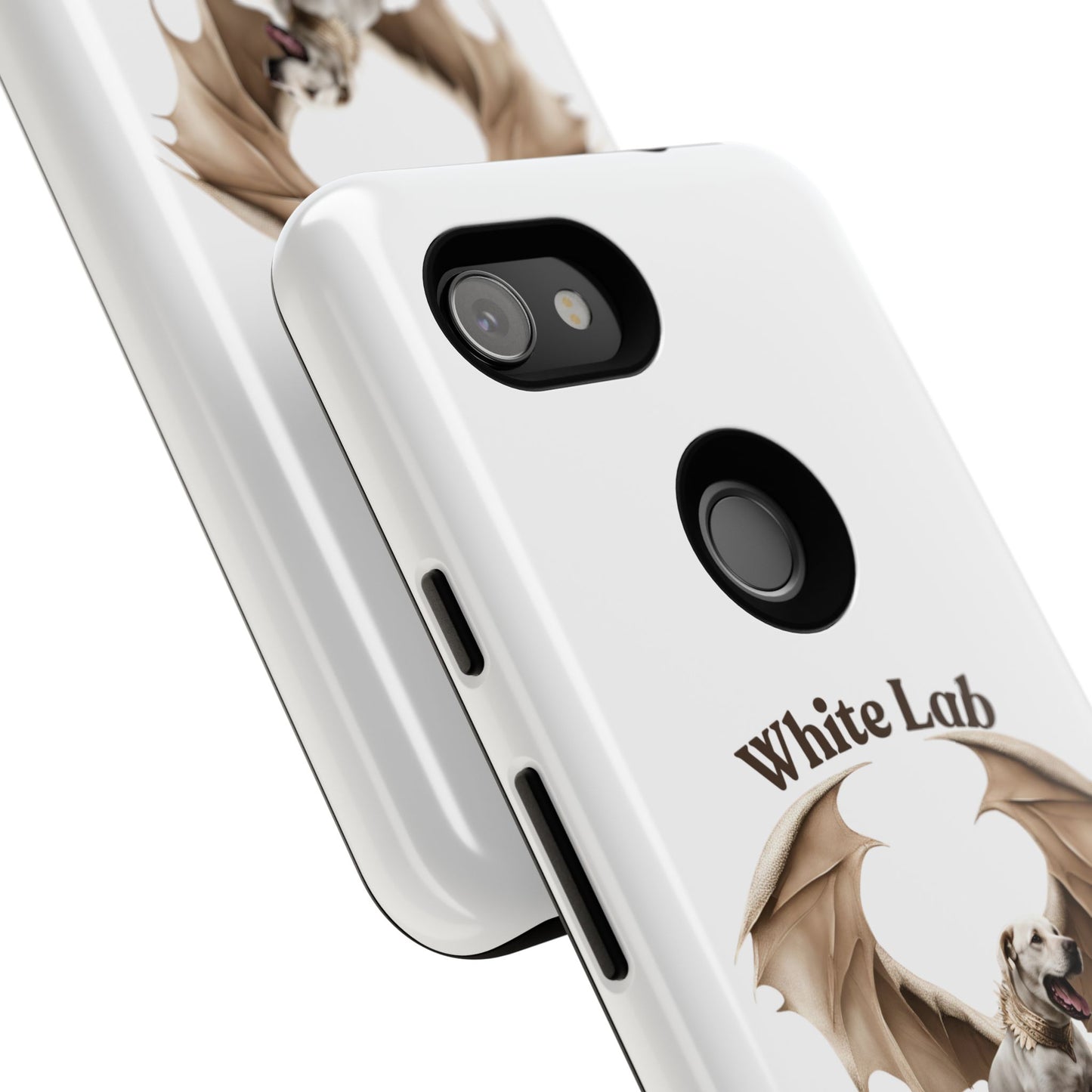 White Labrador Tough Case - Protective Phone Case with Winged Dog Design