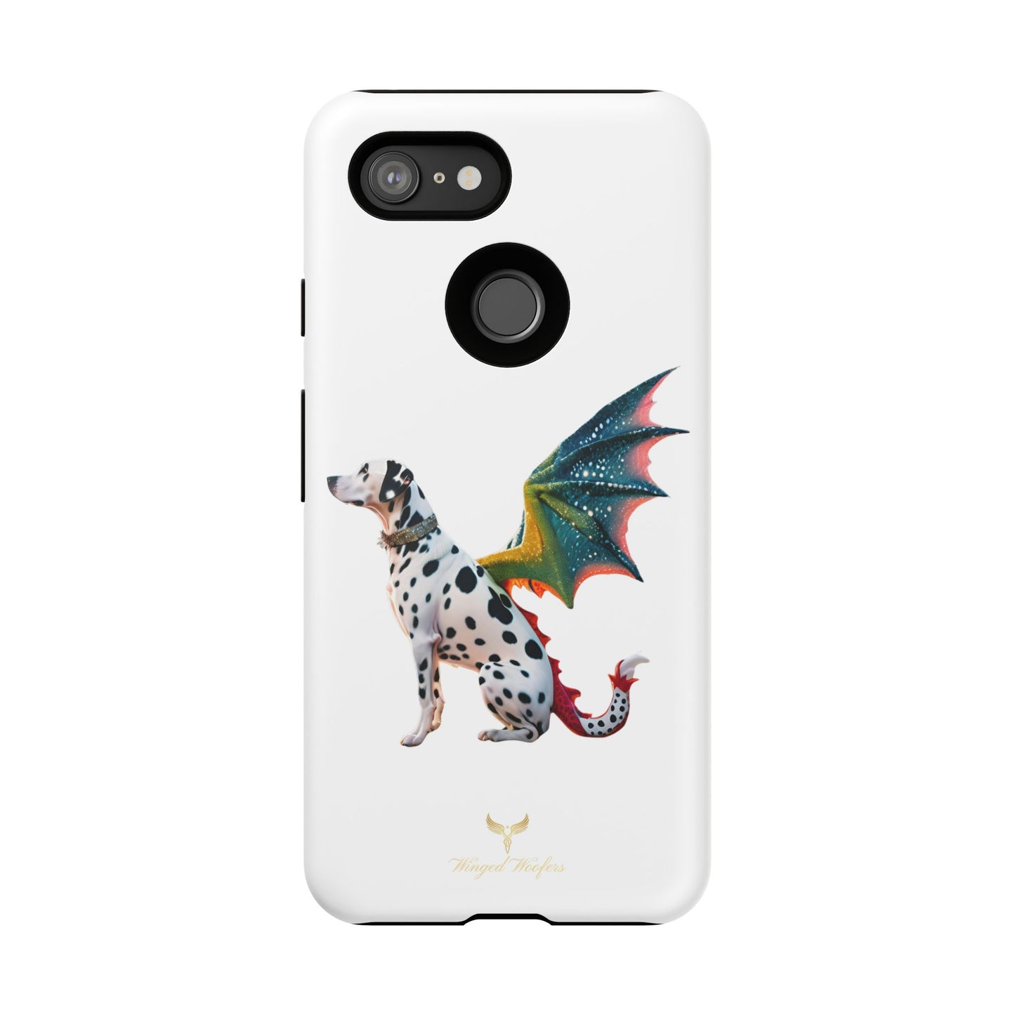 Whimsical Dog Art Phone Case – Tough Cases Featuring Dragon Dalmatian Design