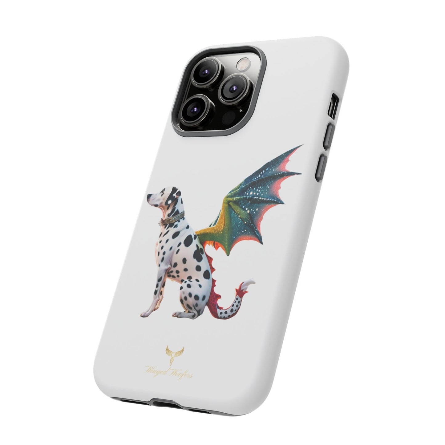 Whimsical Dog Art Phone Case – Tough Cases Featuring Dragon Dalmatian Design