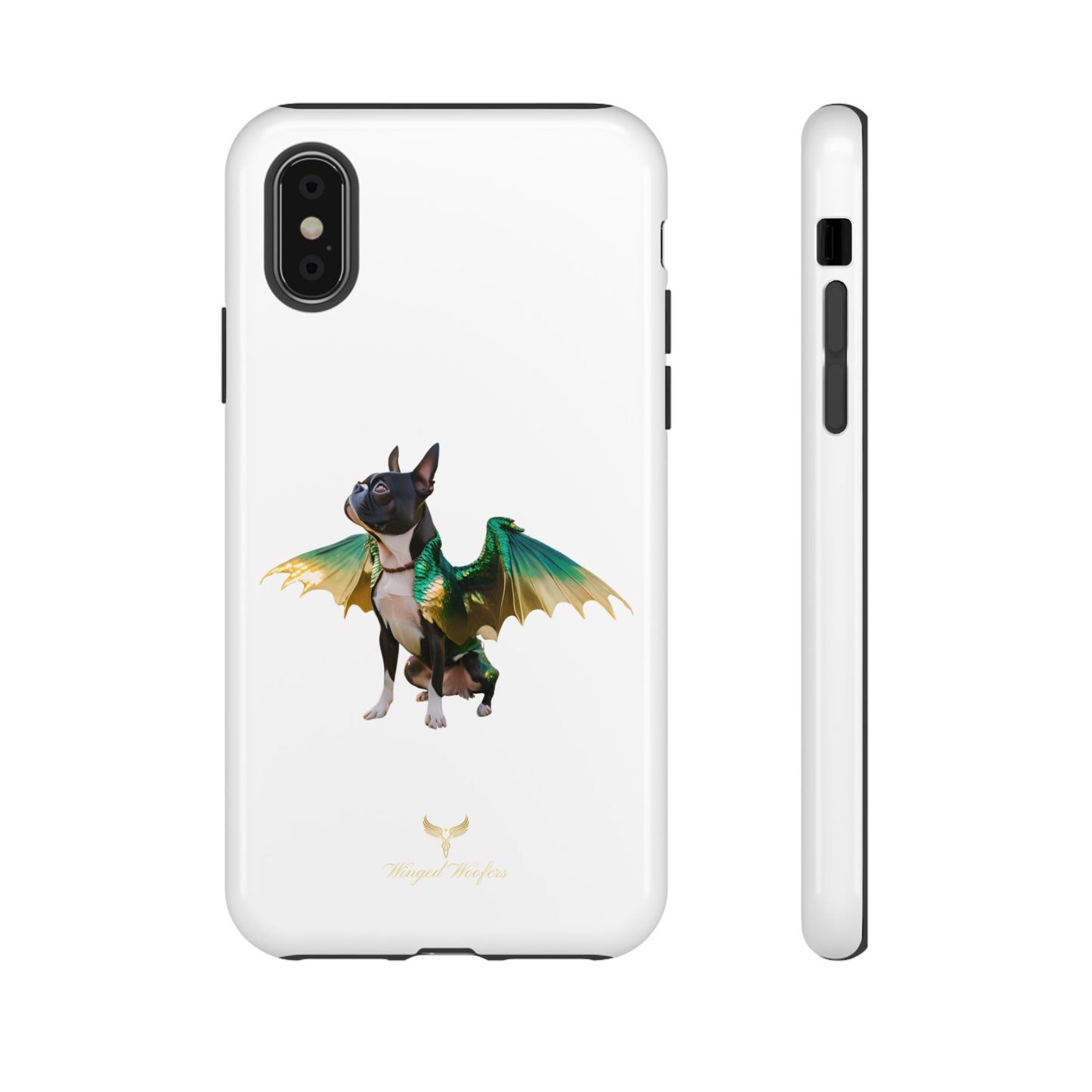 Fantasy Boston Terrier Dog Case - Tough Pet Protection with Wings Design