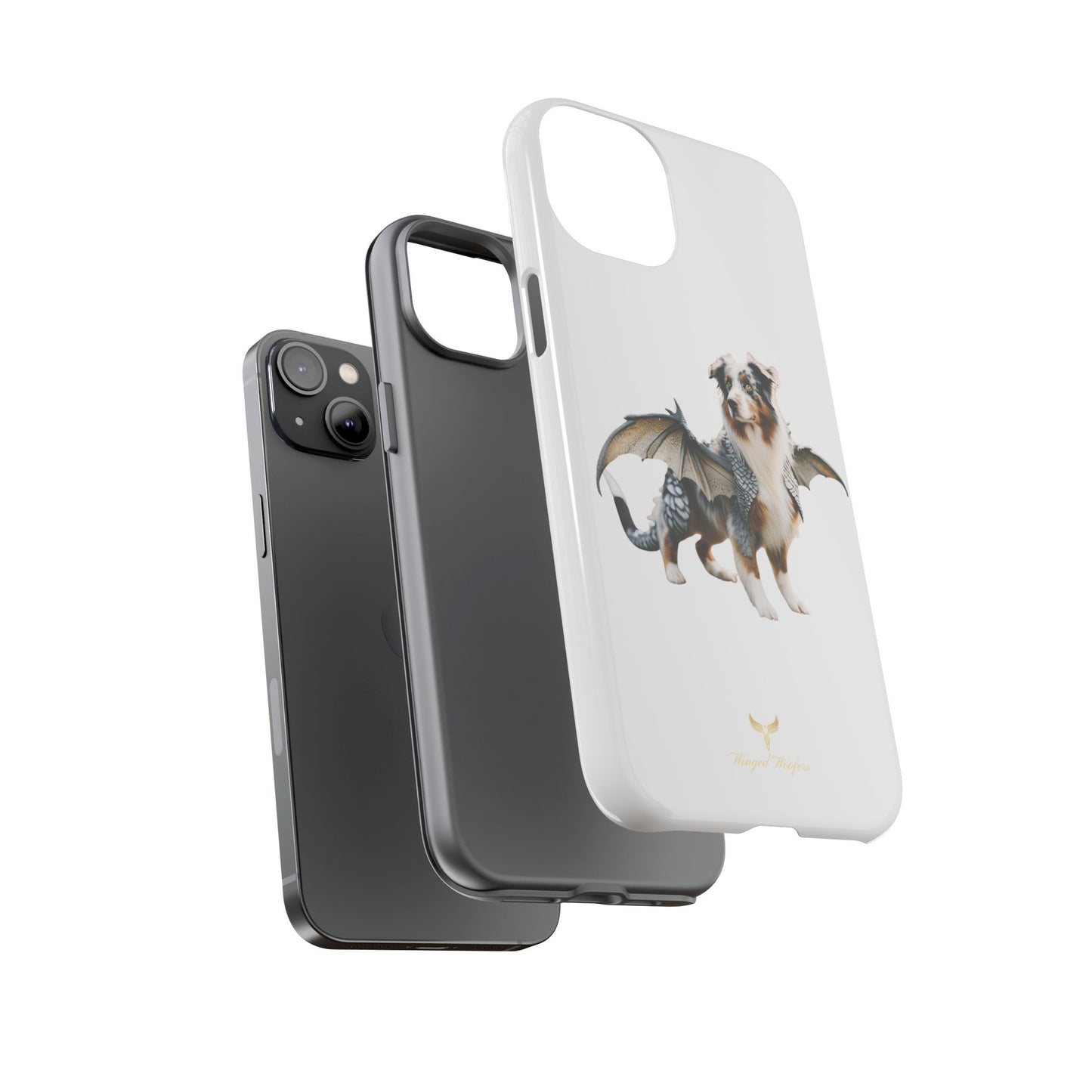 Fantasy Australian Shepherd Dog Phone Case with Wings - Tough Cases for Animal Lovers