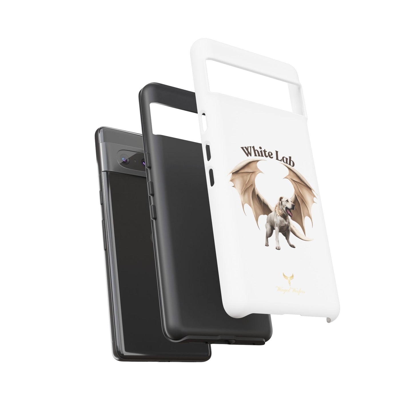 White Labrador Tough Case - Protective Phone Case with Winged Dog Design