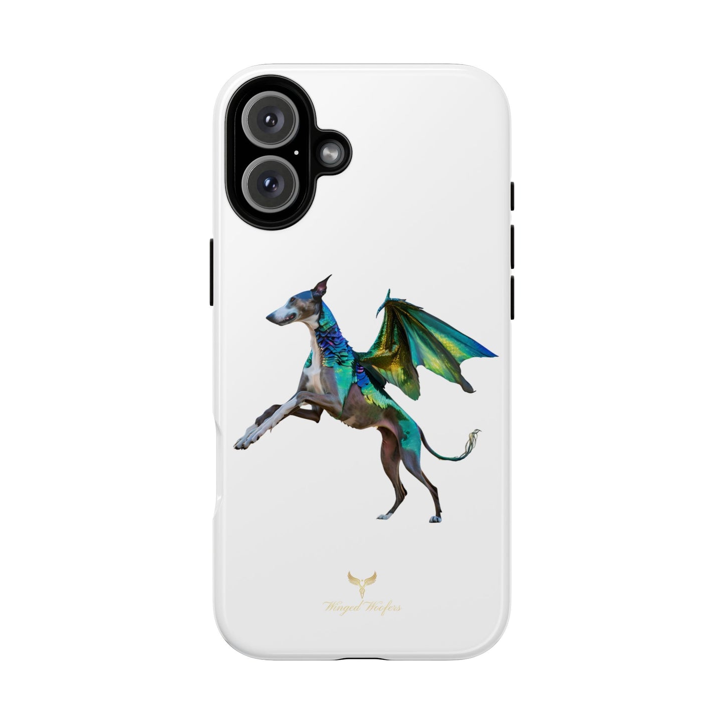 Fantasy Greyhound Dog Phone Case - Whimsical Winged Design for Pet Lovers