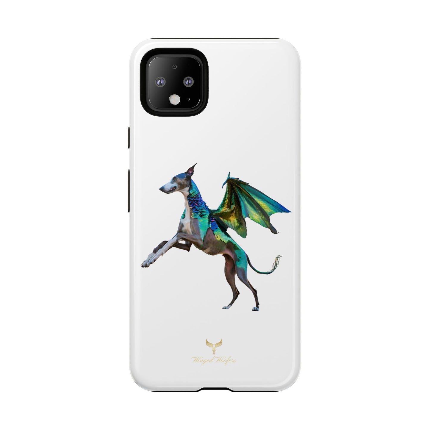 Fantasy Greyhound Dog Phone Case - Whimsical Winged Design for Pet Lovers