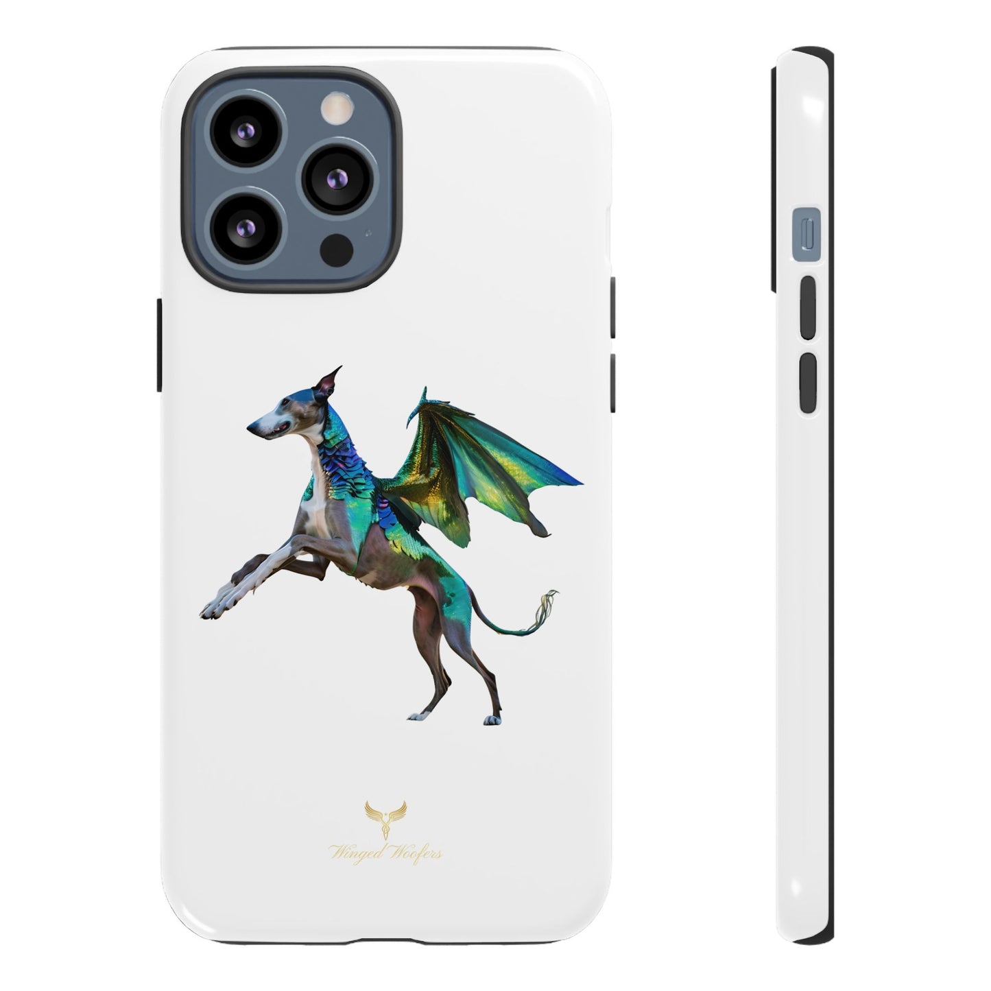 Fantasy Greyhound Dog Phone Case - Whimsical Winged Design for Pet Lovers