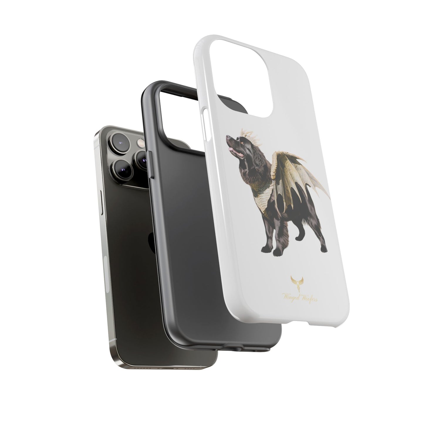 Magical Newfoundland Dog Phone Case - Tough & Stylish Cover with Winged Canine Design