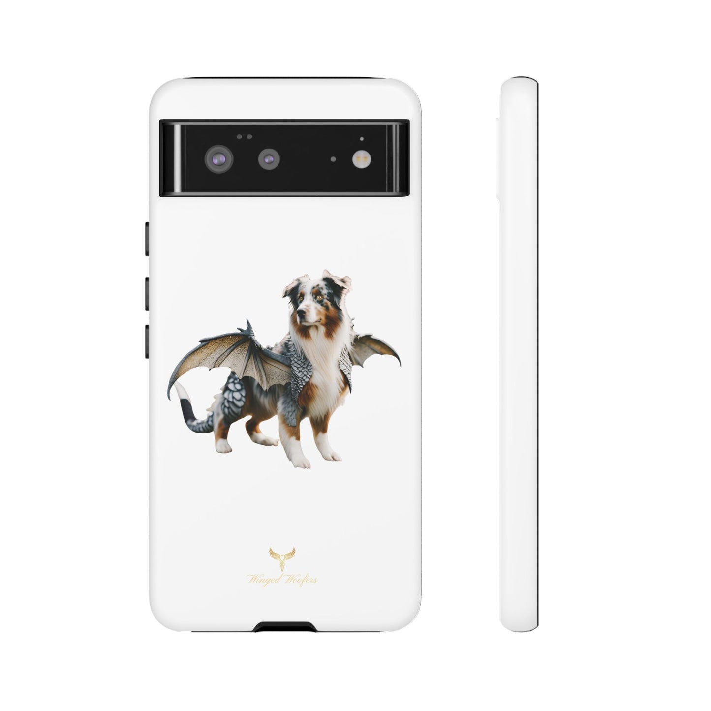 Fantasy Australian Shepherd Dog Phone Case with Wings - Tough Cases for Animal Lovers