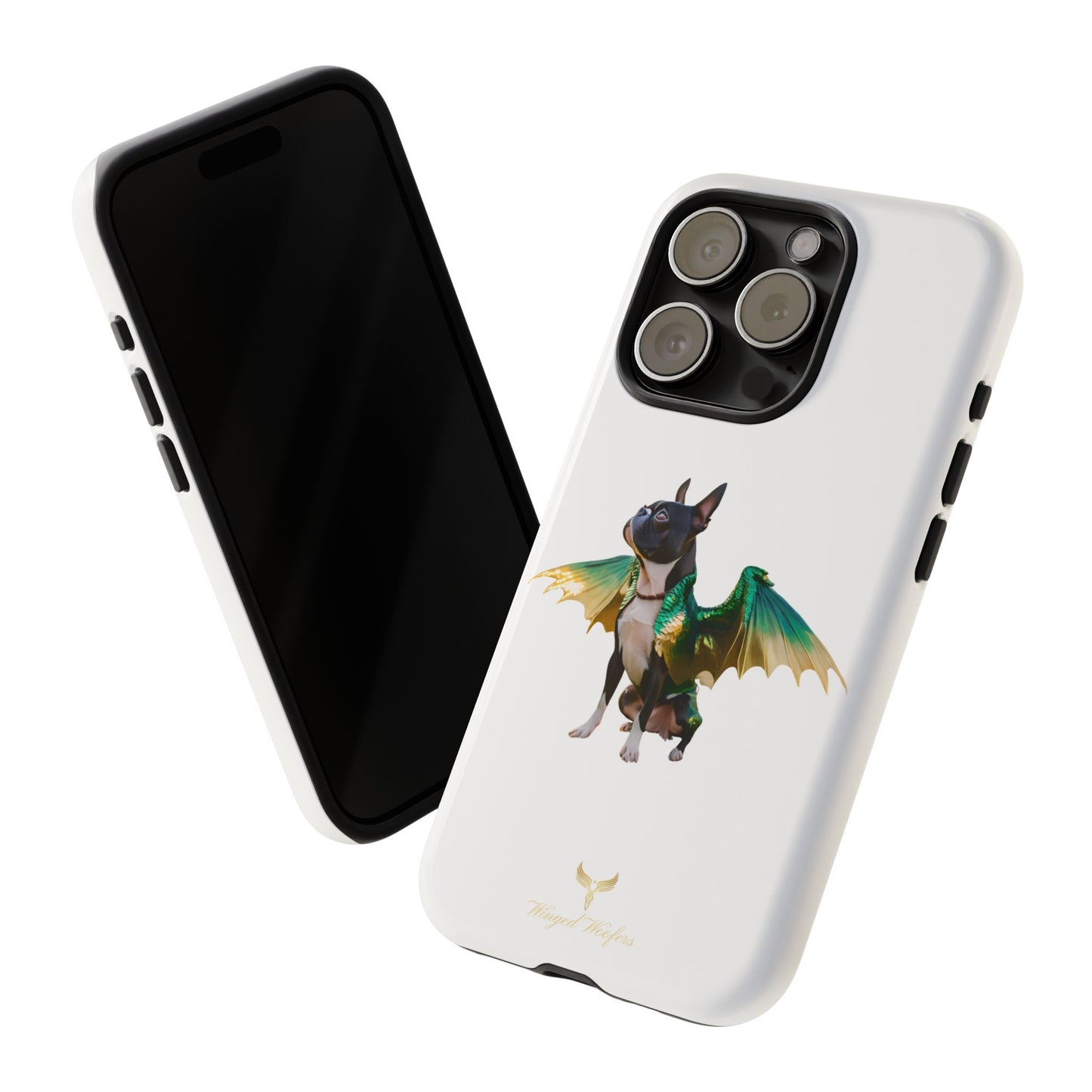 Fantasy Boston Terrier Dog Case - Tough Pet Protection with Wings Design