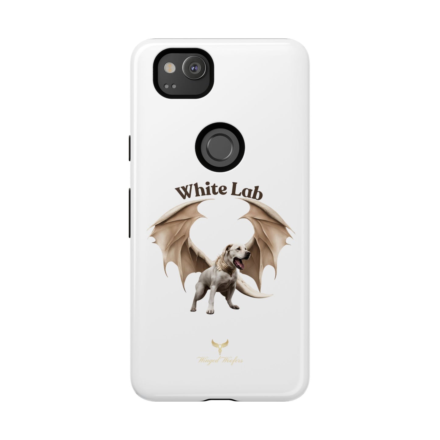 White Labrador Tough Case - Protective Phone Case with Winged Dog Design