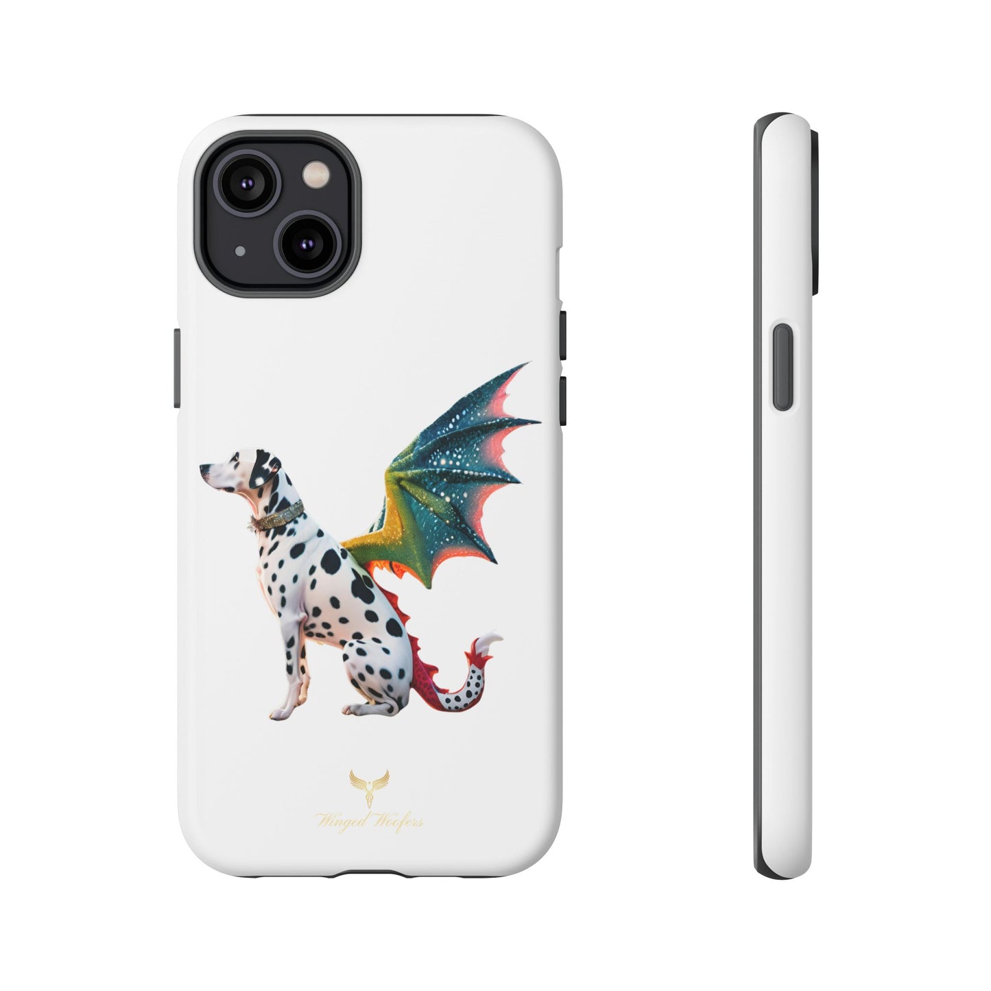 Whimsical Dog Art Phone Case – Tough Cases Featuring Dragon Dalmatian Design