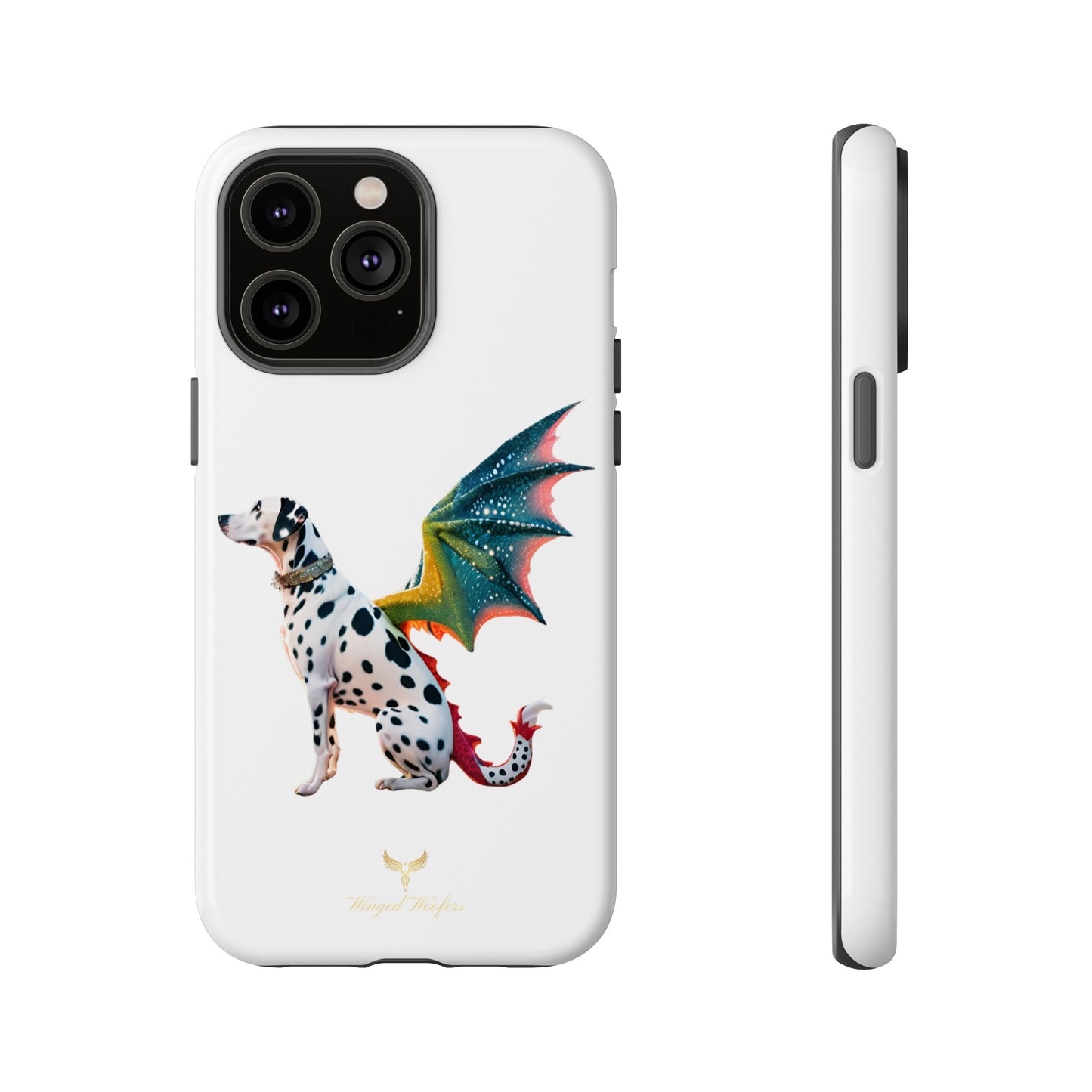 Whimsical Dog Art Phone Case – Tough Cases Featuring Dragon Dalmatian Design