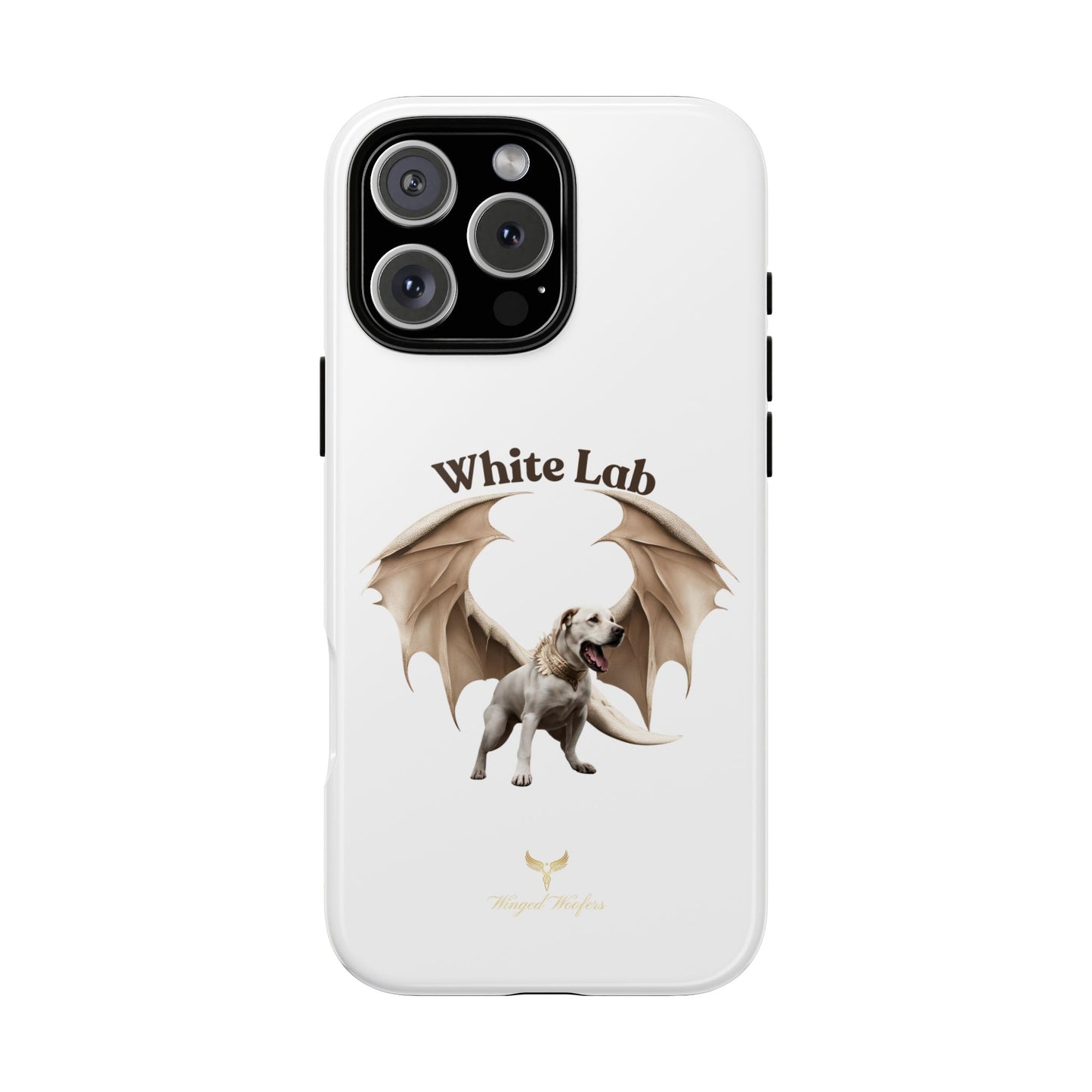 White Labrador Tough Case - Protective Phone Case with Winged Dog Design