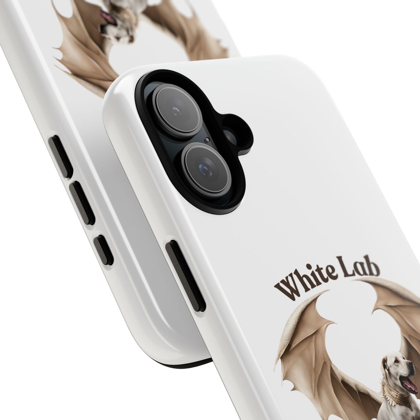 White Labrador Tough Case - Protective Phone Case with Winged Dog Design