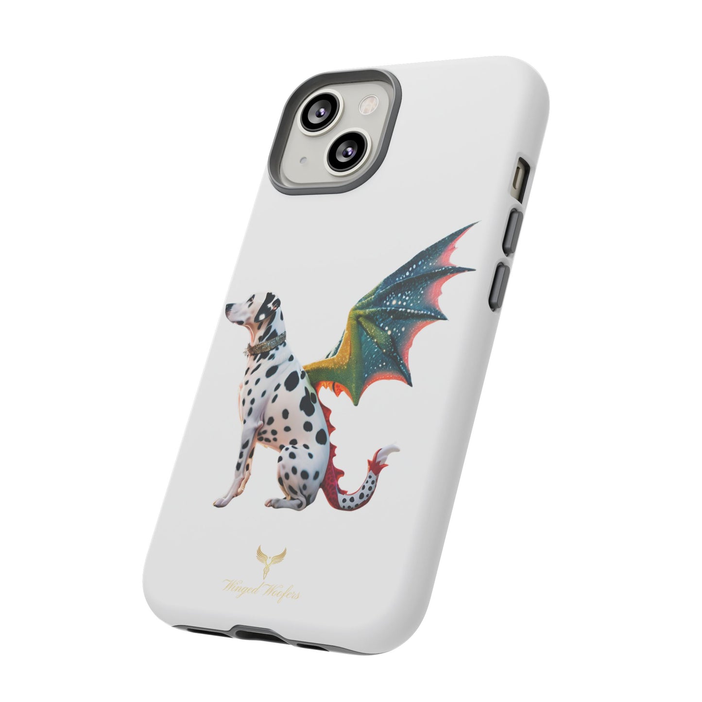 Whimsical Dog Art Phone Case – Tough Cases Featuring Dragon Dalmatian Design