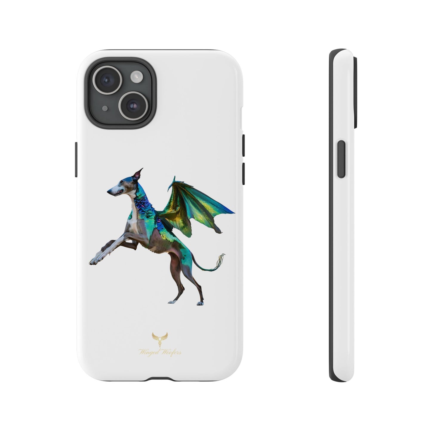 Fantasy Greyhound Dog Phone Case - Whimsical Winged Design for Pet Lovers