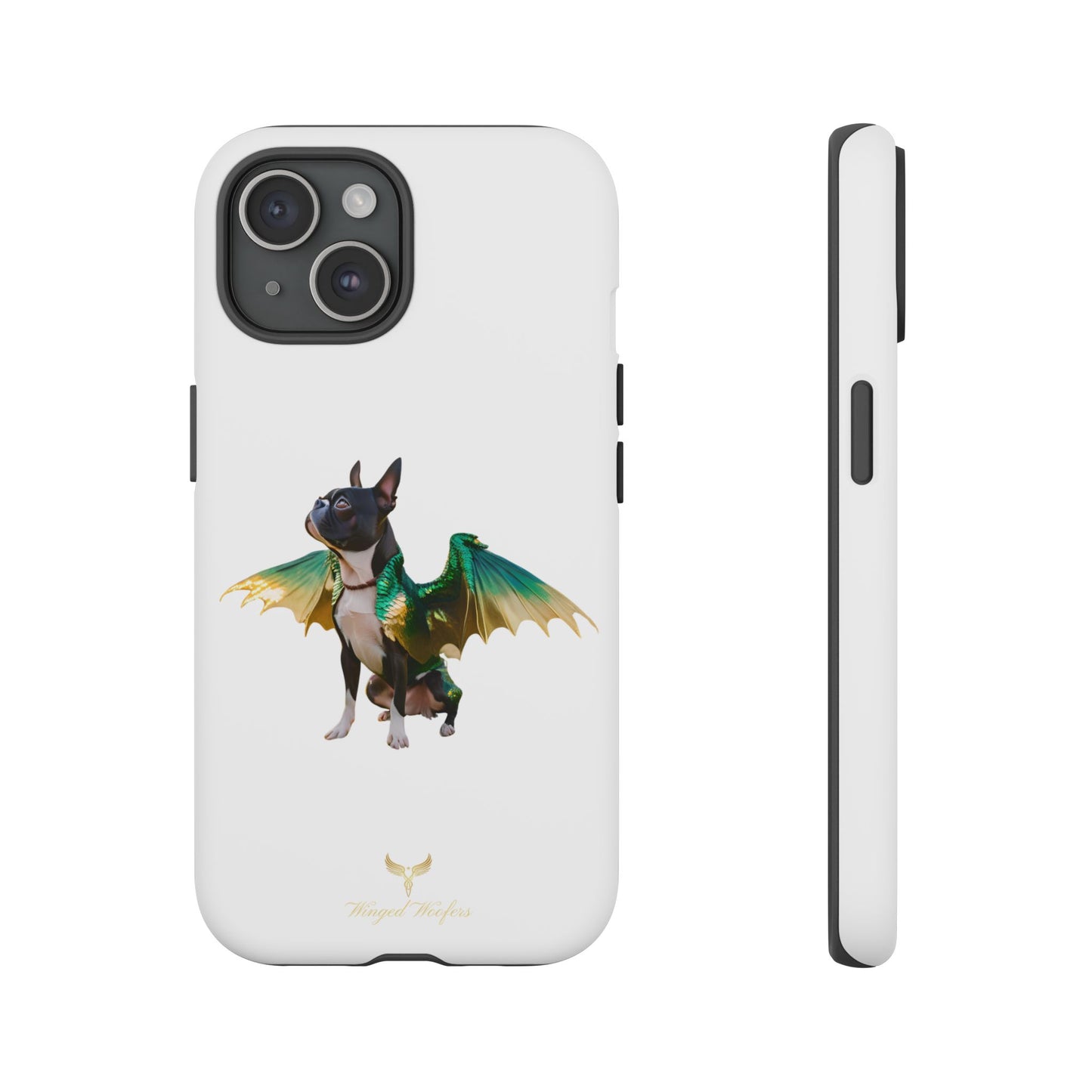 Fantasy Boston Terrier Dog Case - Tough Pet Protection with Wings Design