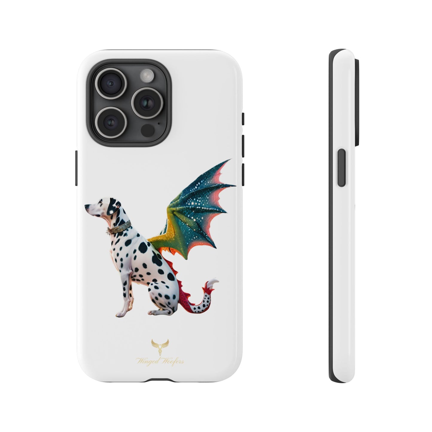 Whimsical Dog Art Phone Case – Tough Cases Featuring Dragon Dalmatian Design