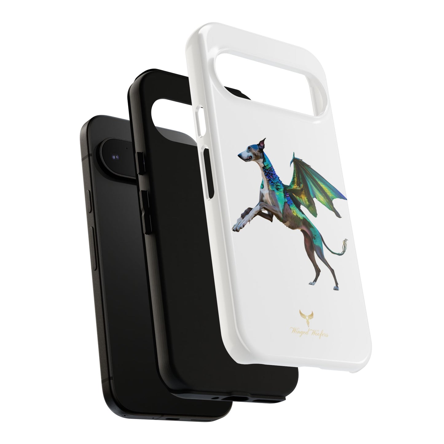 Fantasy Greyhound Dog Phone Case - Whimsical Winged Design for Pet Lovers