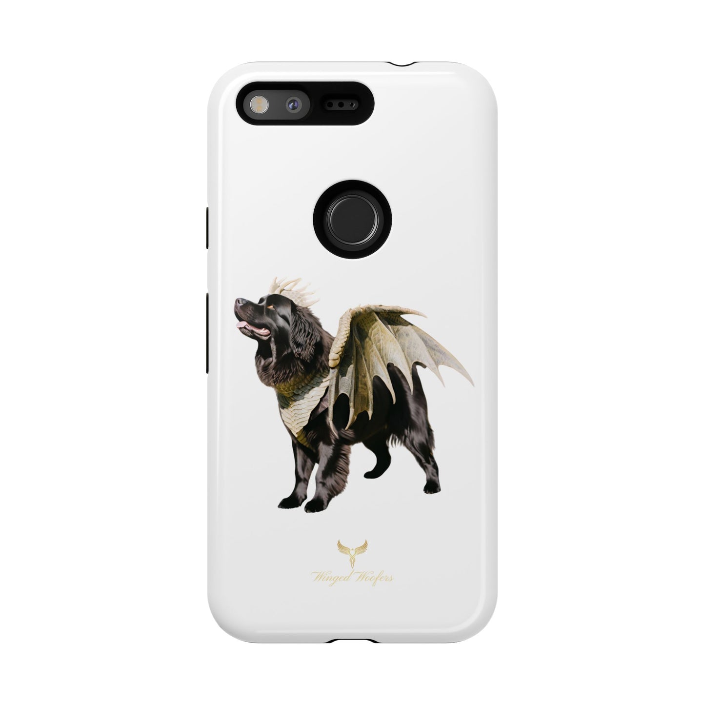 Magical Newfoundland Dog Phone Case - Tough & Stylish Cover with Winged Canine Design