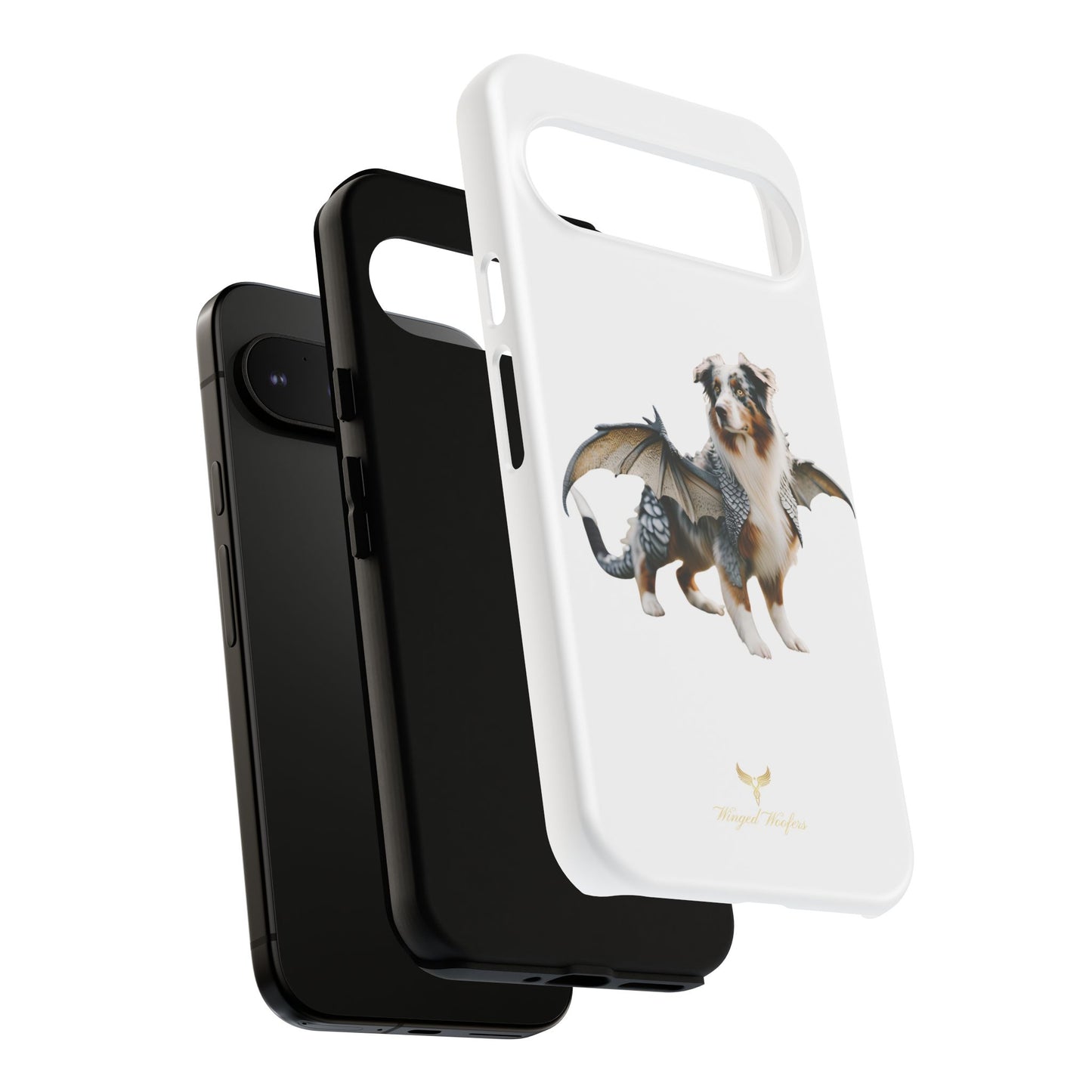 Fantasy Australian Shepherd Dog Phone Case with Wings - Tough Cases for Animal Lovers