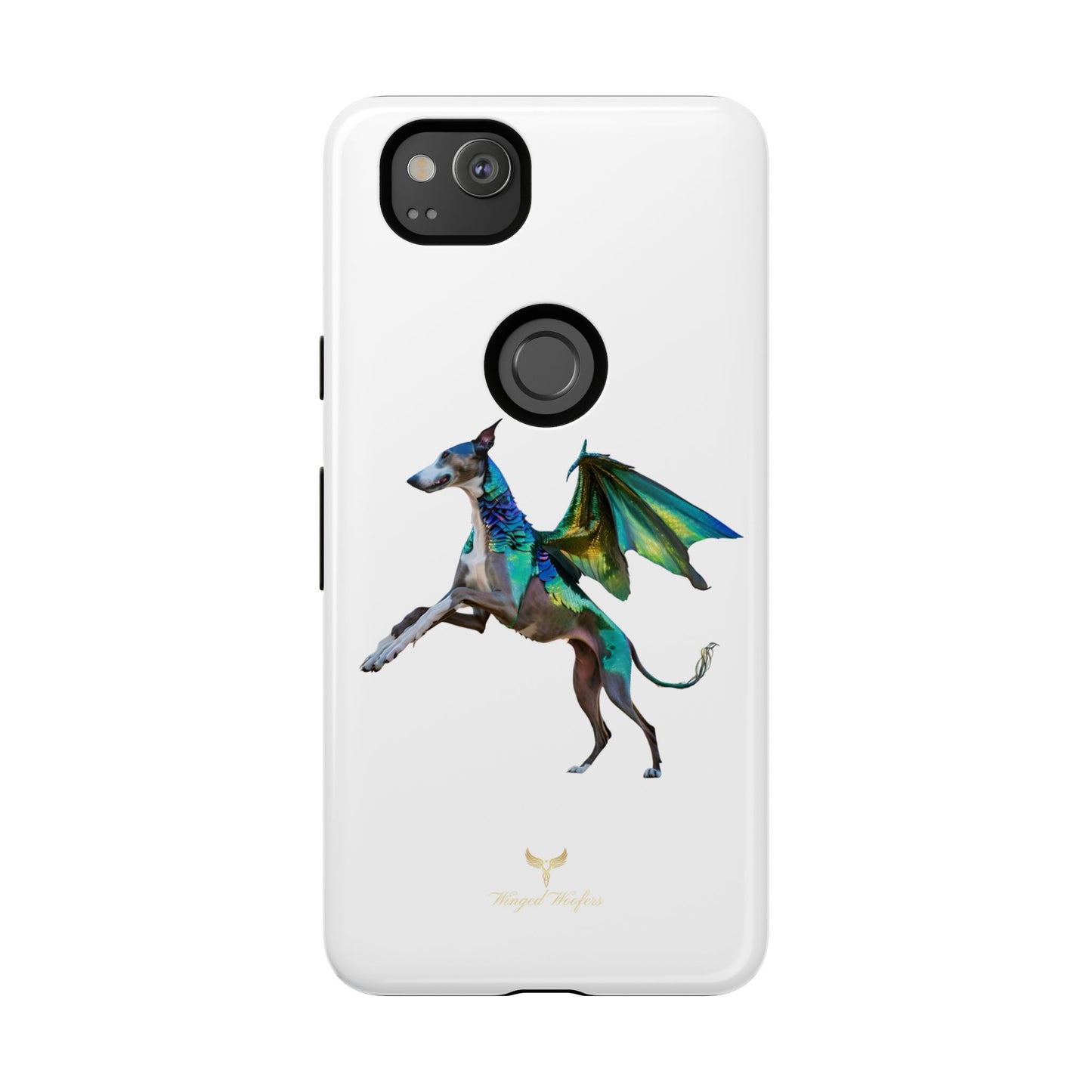 Fantasy Greyhound Dog Phone Case - Whimsical Winged Design for Pet Lovers