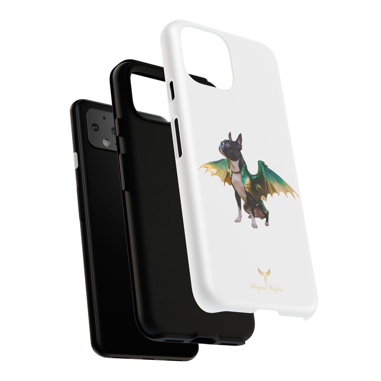 Fantasy Boston Terrier Dog Case - Tough Pet Protection with Wings Design