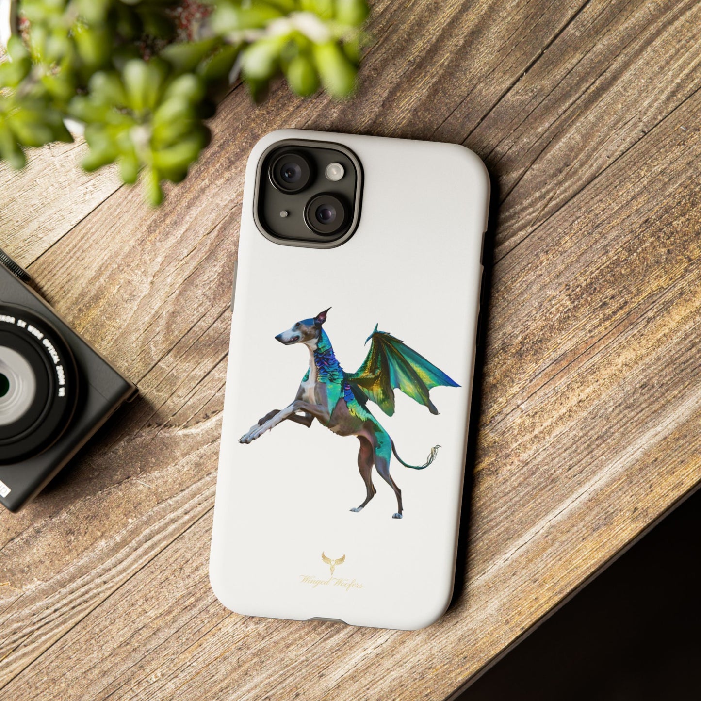 Fantasy Greyhound Dog Phone Case - Whimsical Winged Design for Pet Lovers