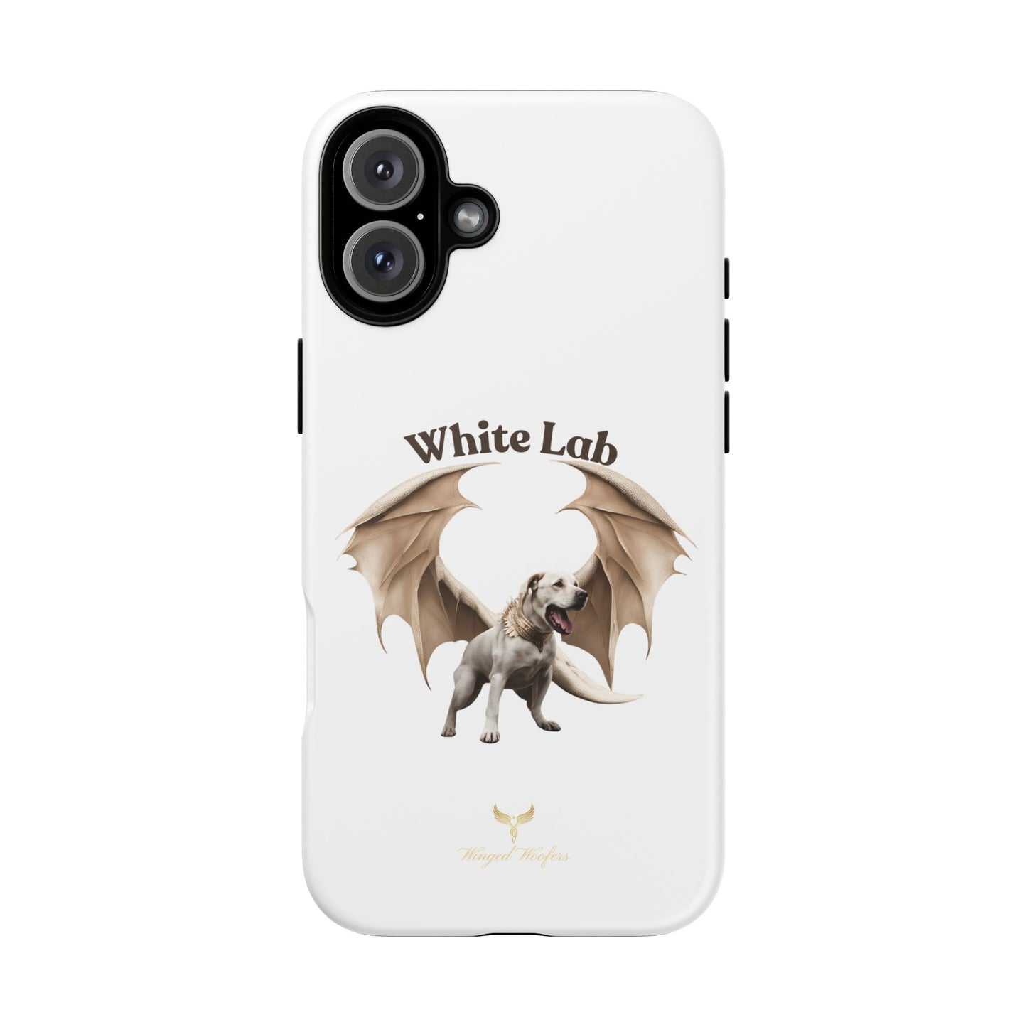 White Labrador Tough Case - Protective Phone Case with Winged Dog Design