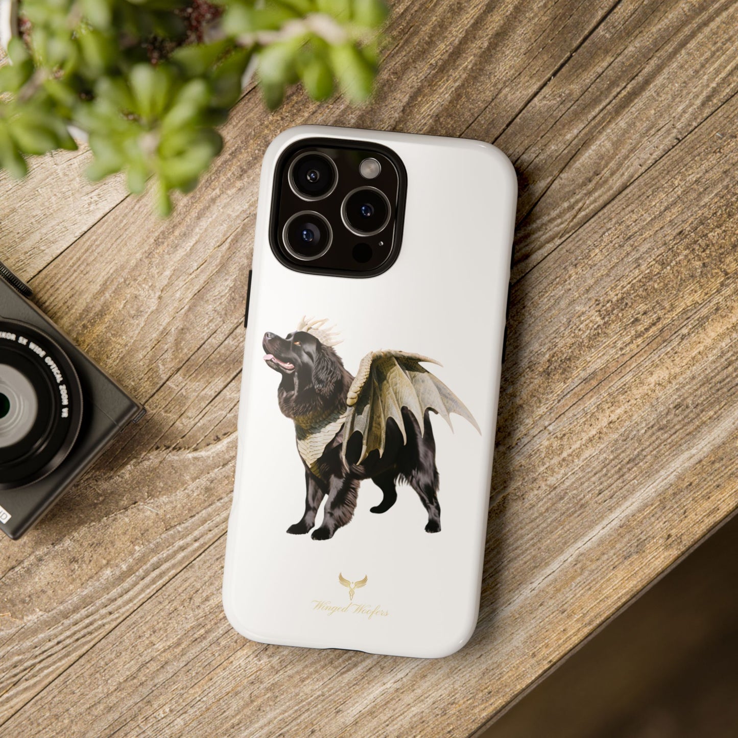 Magical Newfoundland Dog Phone Case - Tough & Stylish Cover with Winged Canine Design