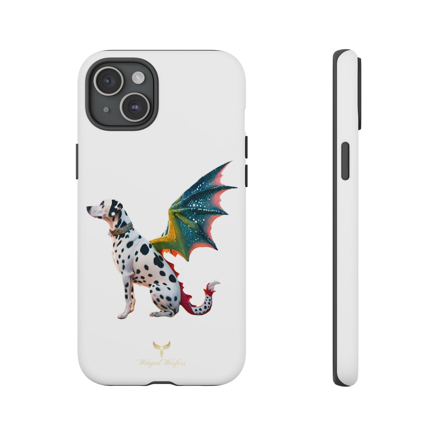 Whimsical Dog Art Phone Case – Tough Cases Featuring Dragon Dalmatian Design