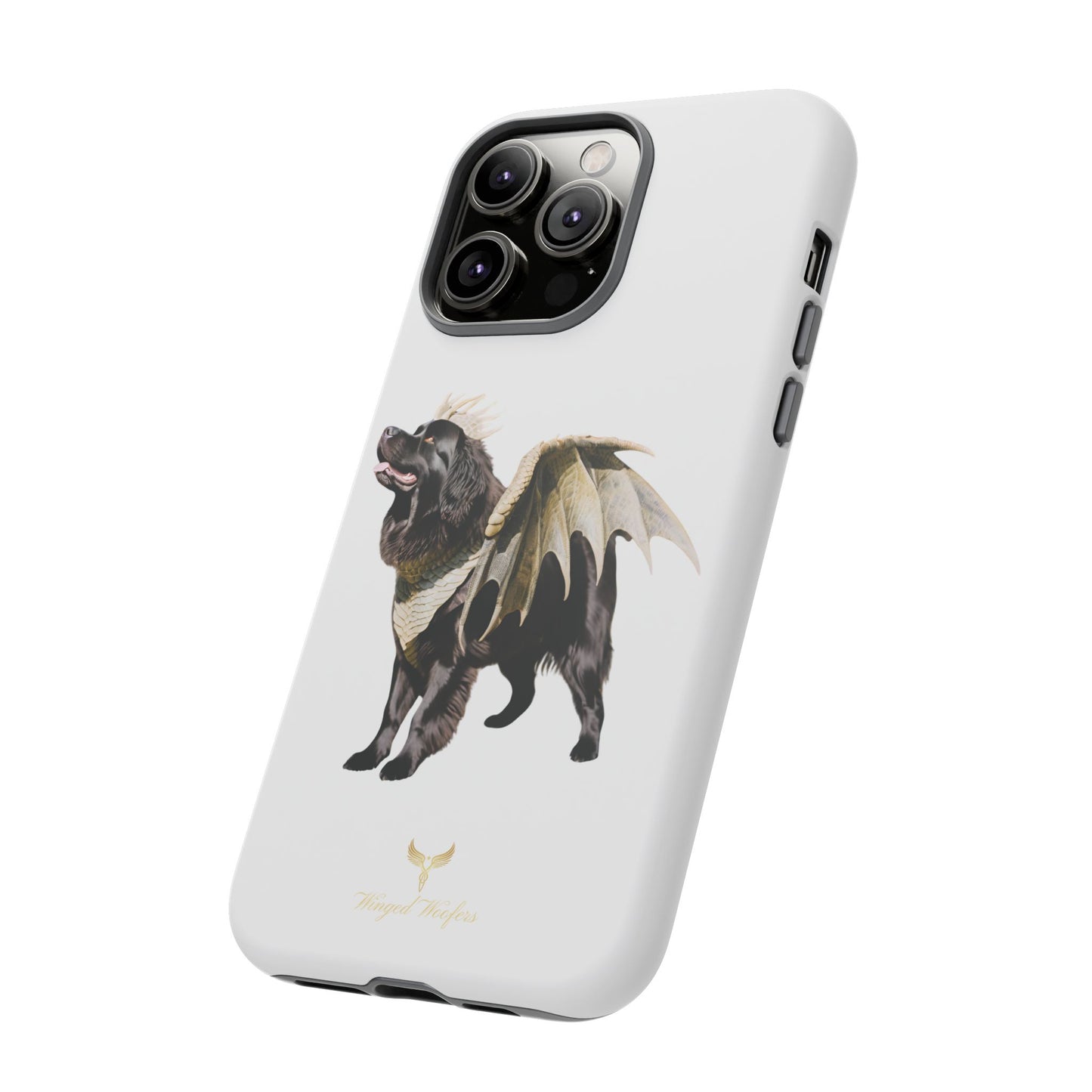 Magical Newfoundland Dog Phone Case - Tough & Stylish Cover with Winged Canine Design