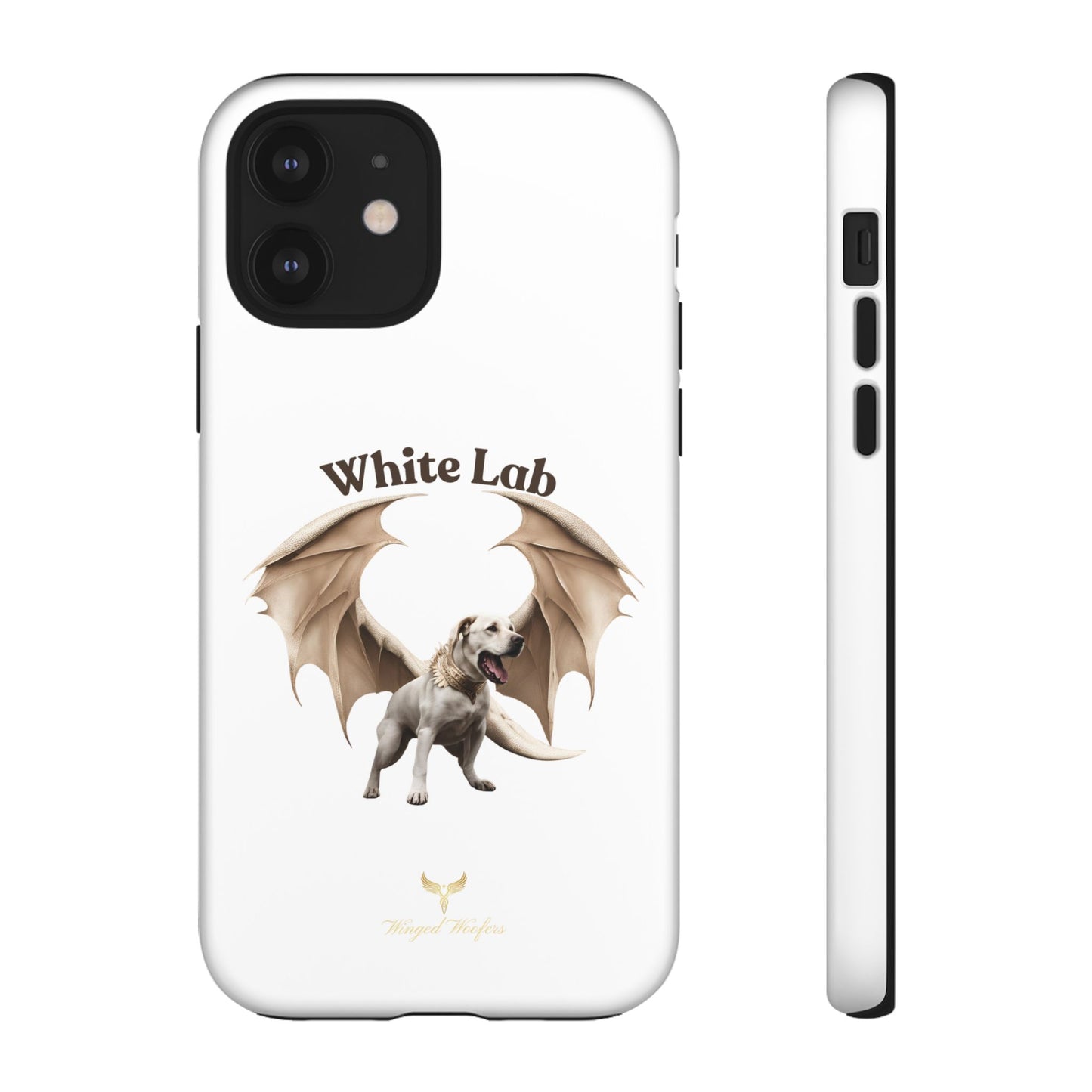 White Labrador Tough Case - Protective Phone Case with Winged Dog Design