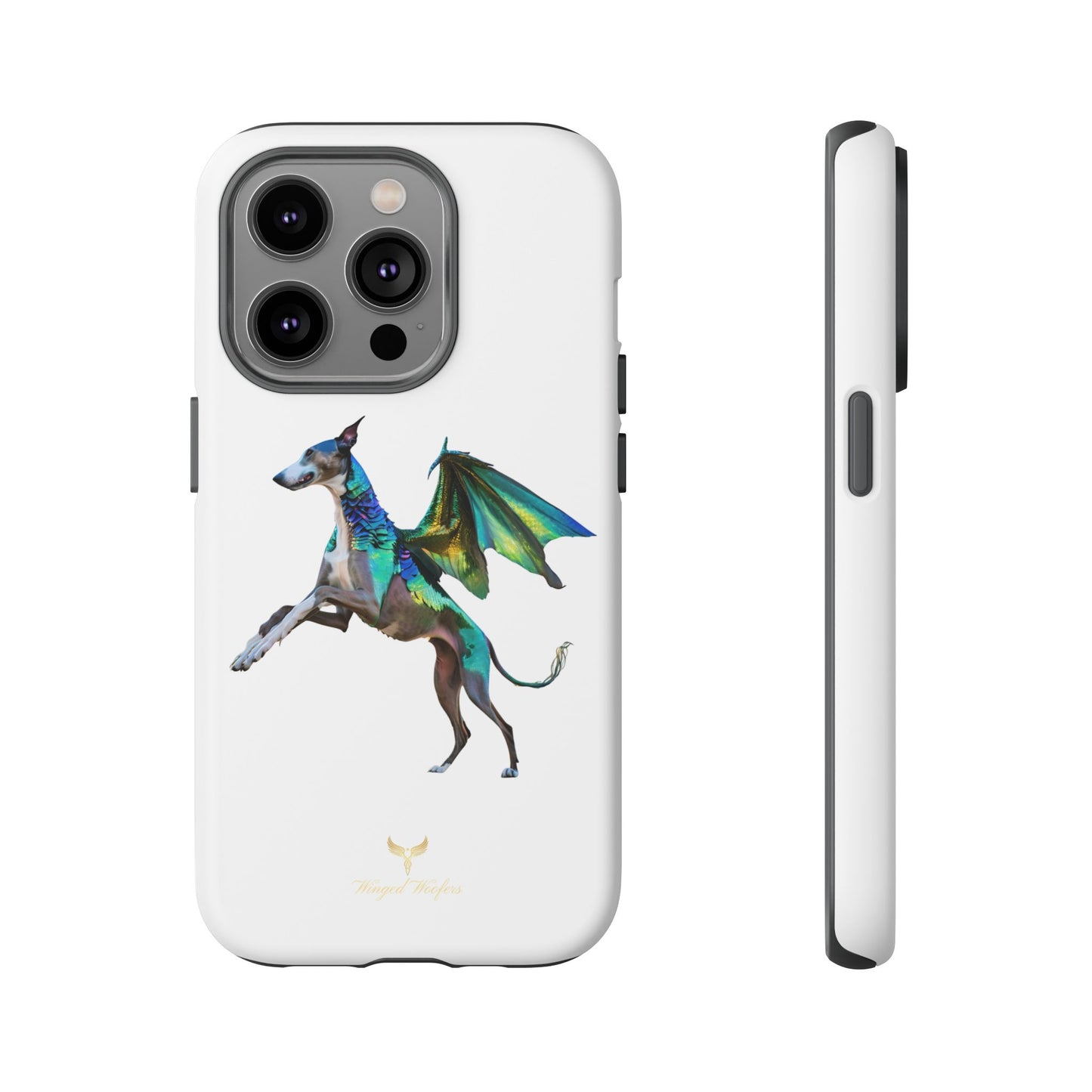 Fantasy Greyhound Dog Phone Case - Whimsical Winged Design for Pet Lovers