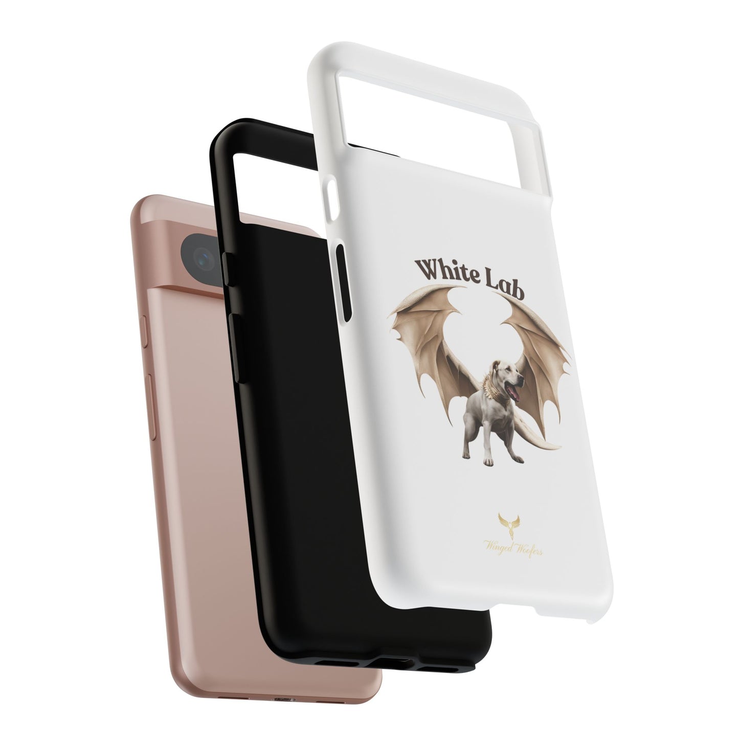 White Labrador Tough Case - Protective Phone Case with Winged Dog Design