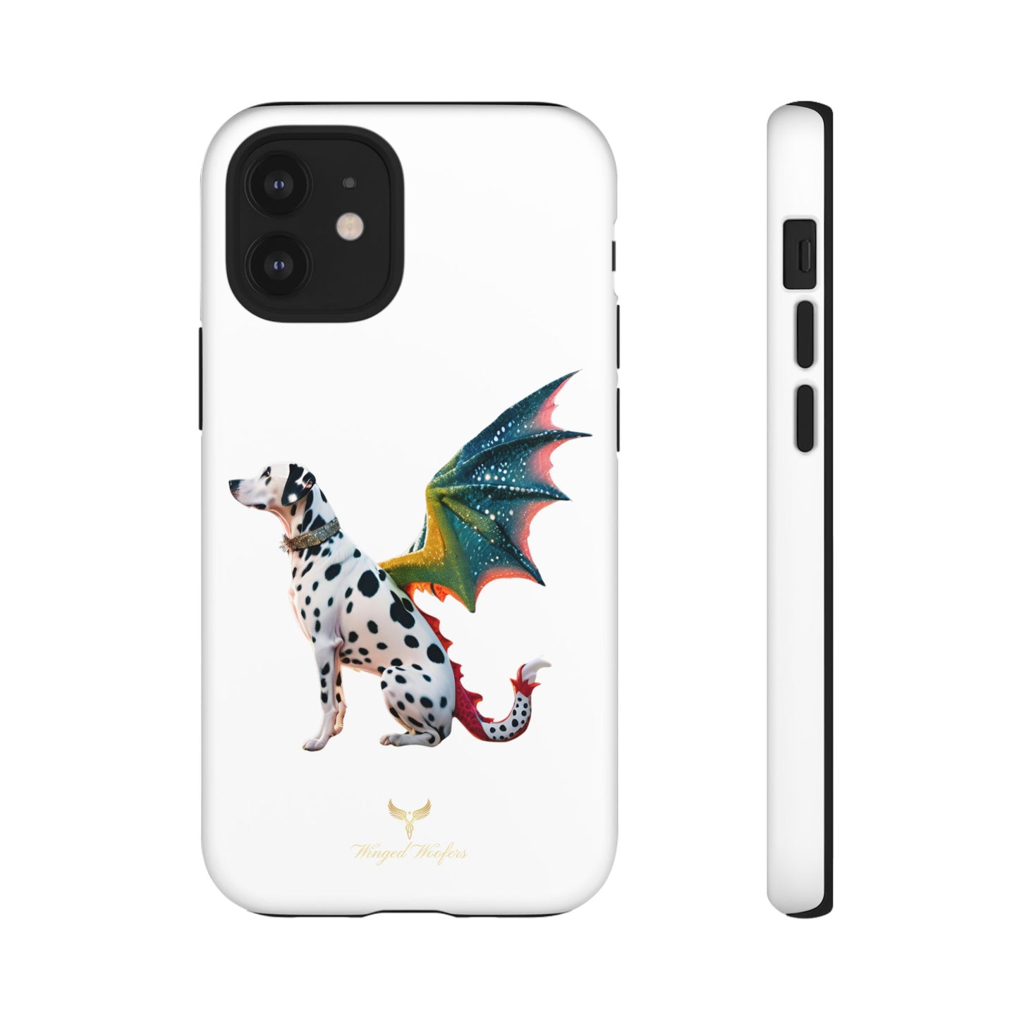 Whimsical Dog Art Phone Case – Tough Cases Featuring Dragon Dalmatian Design