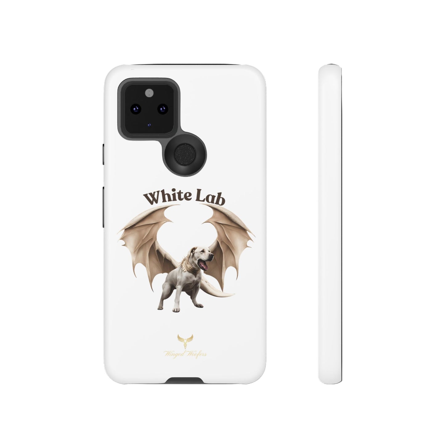 White Labrador Tough Case - Protective Phone Case with Winged Dog Design