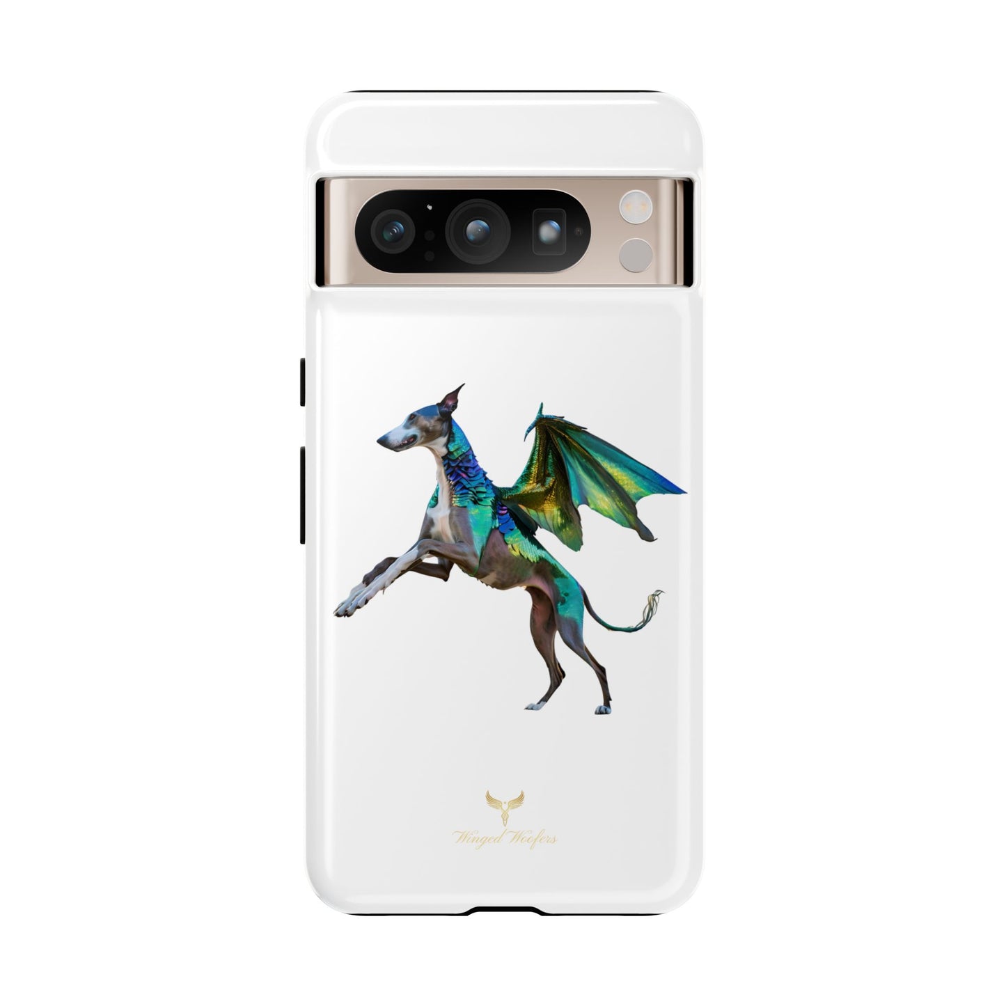 Fantasy Greyhound Dog Phone Case - Whimsical Winged Design for Pet Lovers