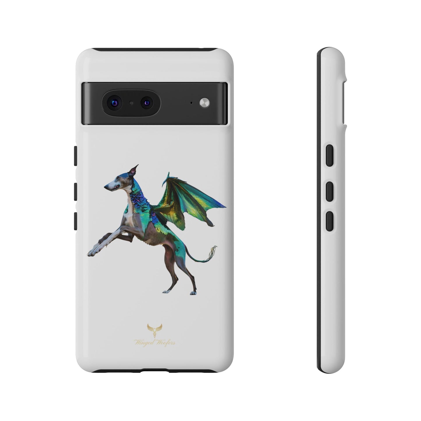 Fantasy Greyhound Dog Phone Case - Whimsical Winged Design for Pet Lovers