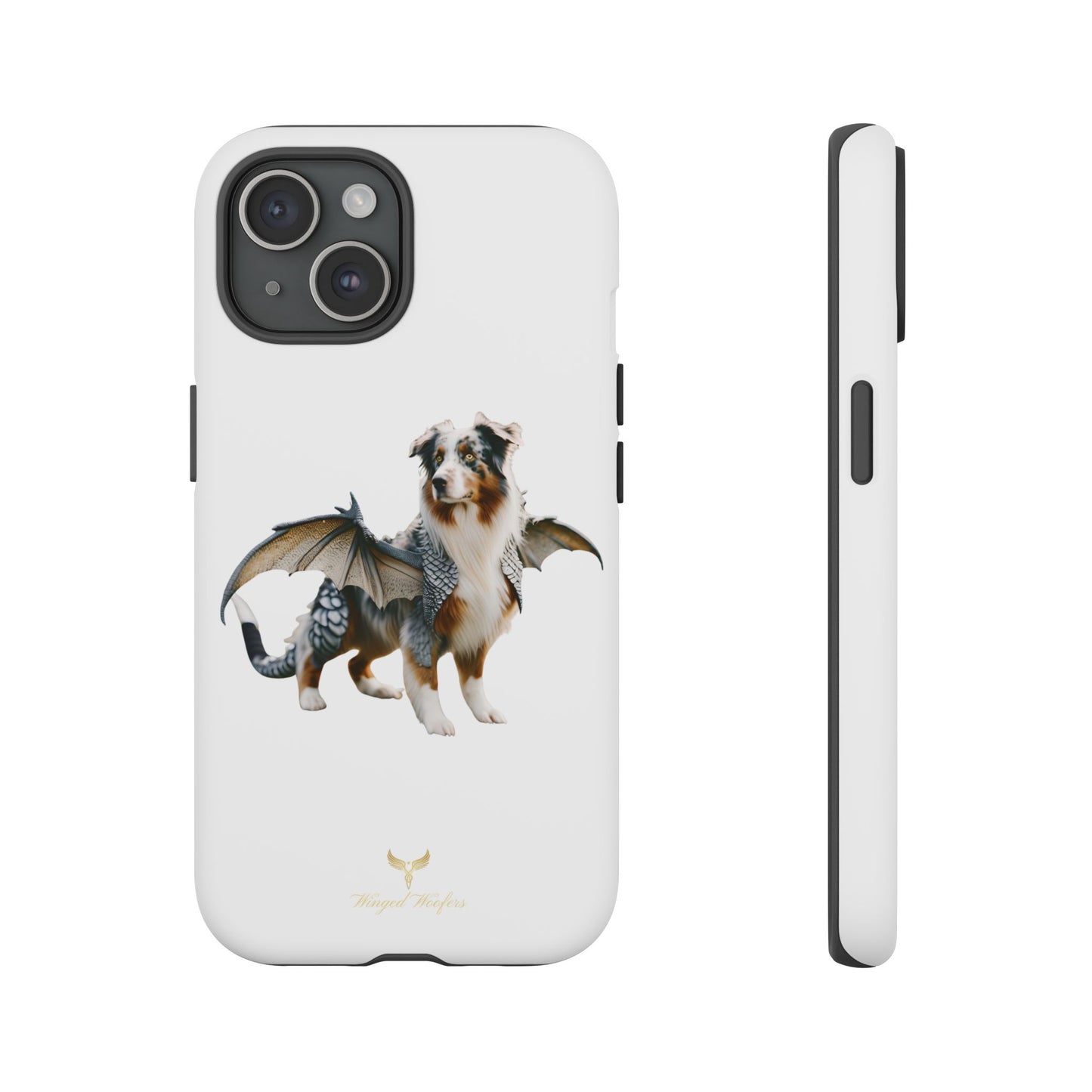 Fantasy Australian Shepherd Dog Phone Case with Wings - Tough Cases for Animal Lovers