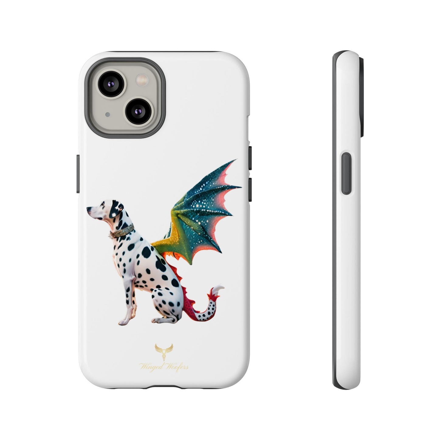 Whimsical Dog Art Phone Case – Tough Cases Featuring Dragon Dalmatian Design