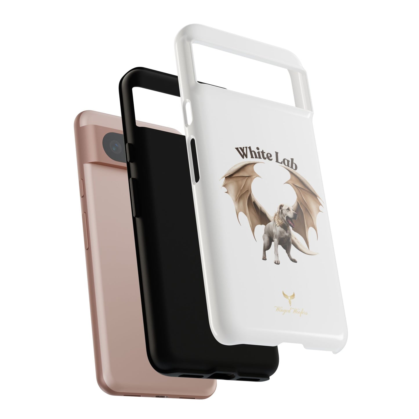 White Labrador Tough Case - Protective Phone Case with Winged Dog Design