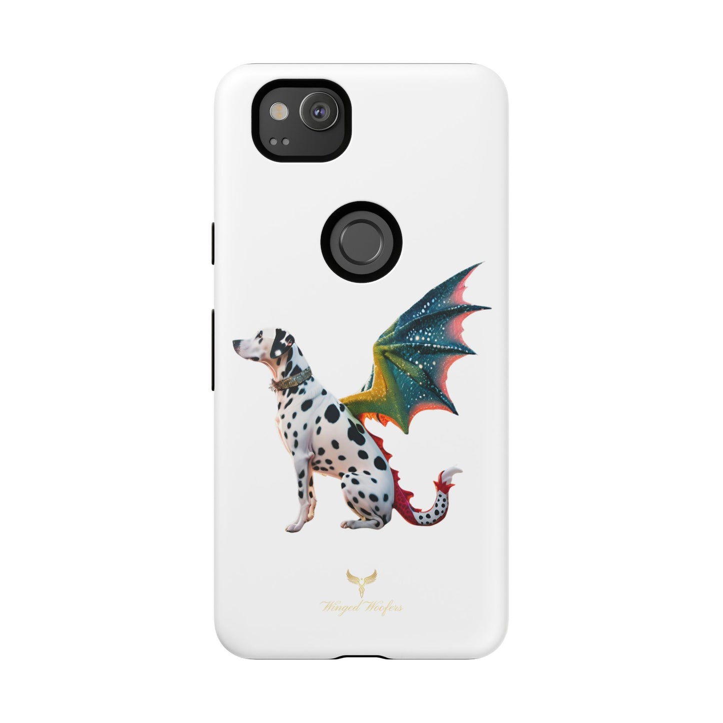 Whimsical Dog Art Phone Case – Tough Cases Featuring Dragon Dalmatian Design